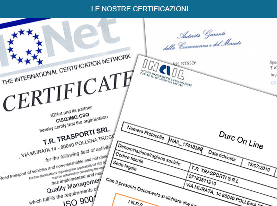 Certificazioni TR Trasporti